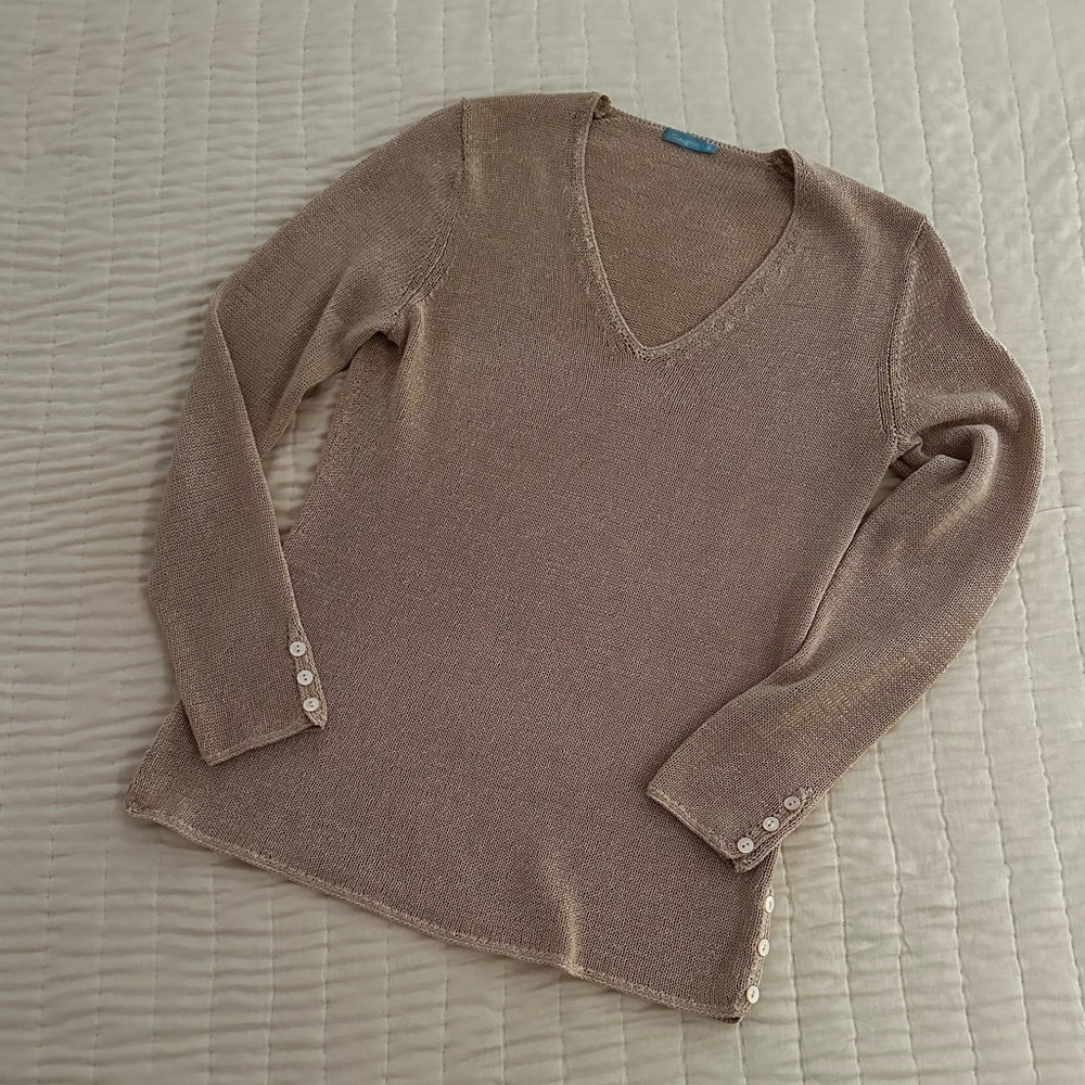 J.McLaughlin sweater in sand color with button detailing